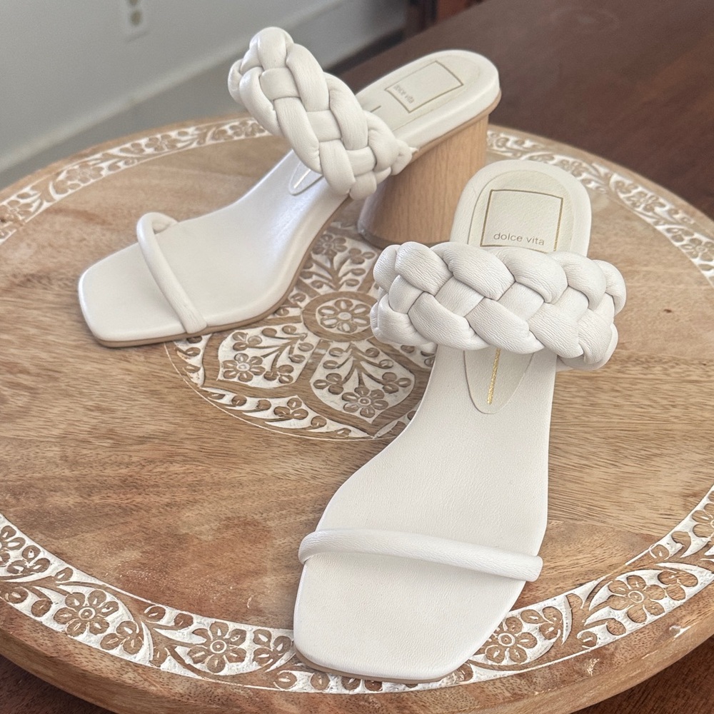 Dolce Vita Cream Braided Heeled Mules